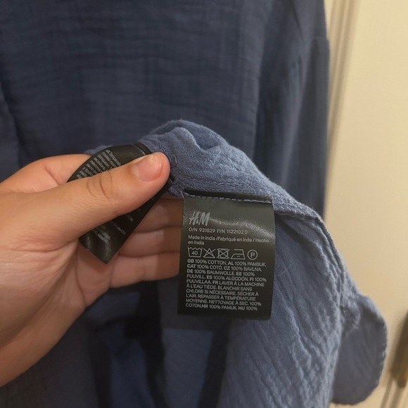 H&M Blue Linen Button Up - Picture 9 of 10